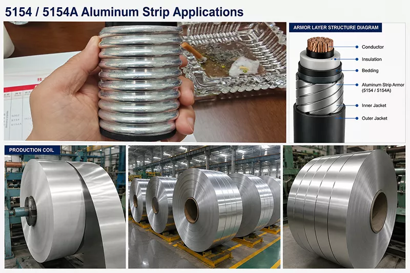 5154 5154A aluminum strip for cable armoring applications including AWA armored cable medium voltage underground communication marine cable