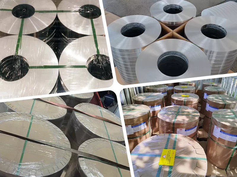 Aluminum alloy cable shielding tape export packaging and wooden pallet coil delivery